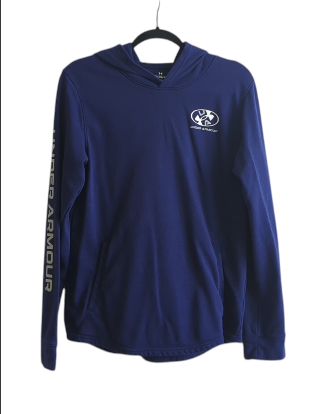 Under Armour Dark Purple Long Sleeve Hoodie With Pocket And Logo Size YXL